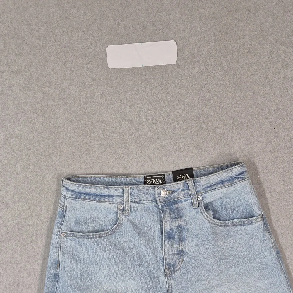 Von Dutch Women Shorts 5/27 Blue Denim Embroidered Grunge Y2K Baggy Skater NWT